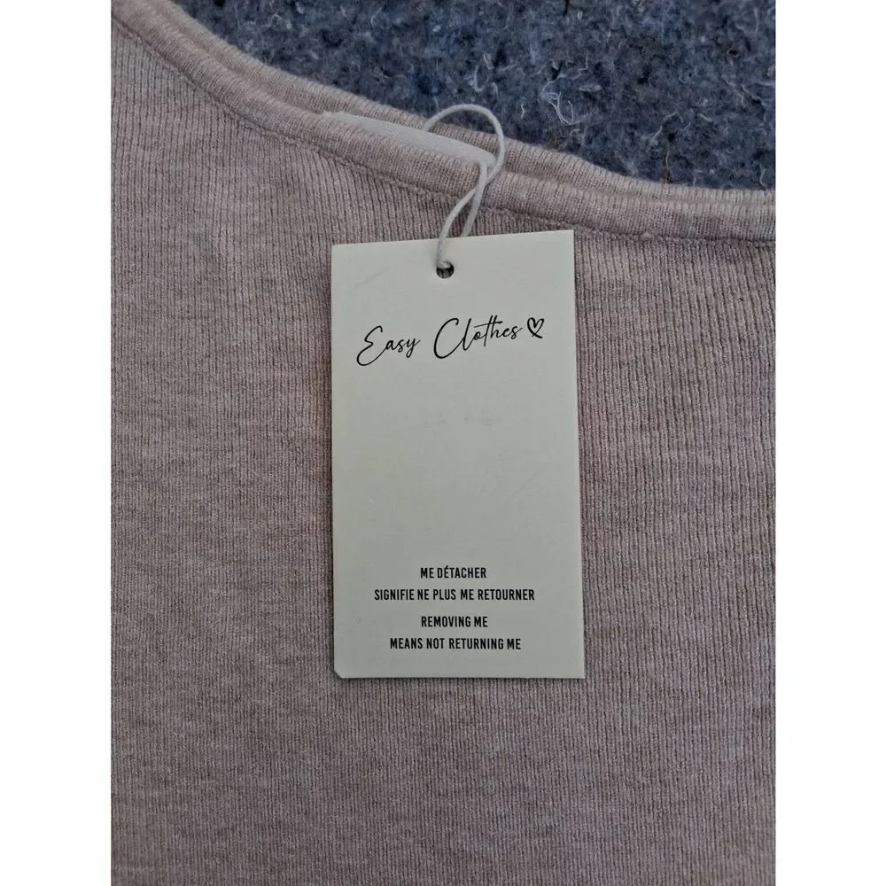 Easy clothes womens medium asymmetric off shoulder sweater tan nylon viscose